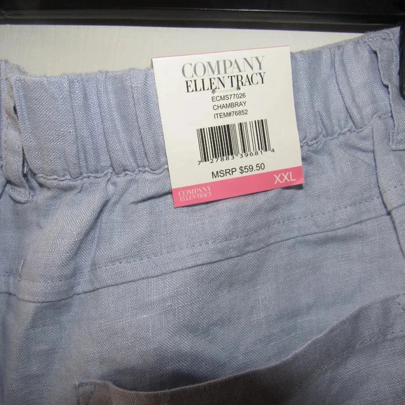 NWT COMPANY ELLEN TRACY Chambray (100% Linen) Cuffed Shorts Plus Size XXL - Picture 3 of 5